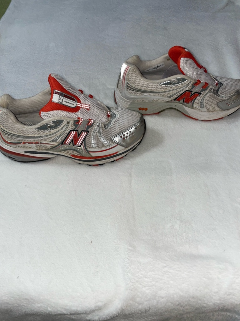 New Balance Silver White and Red Women's Sneakers